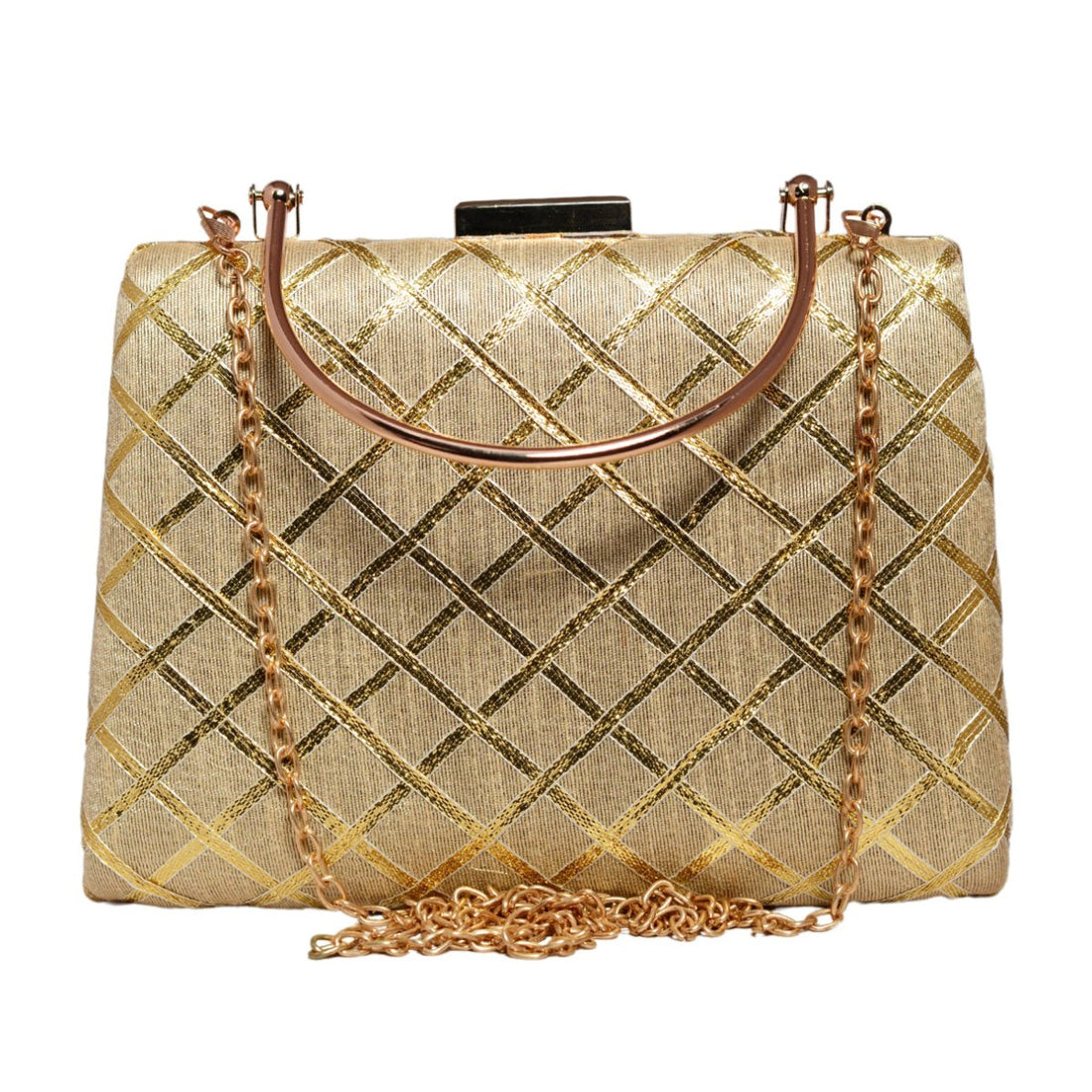 Beige Gota Patti Fabric Clutch