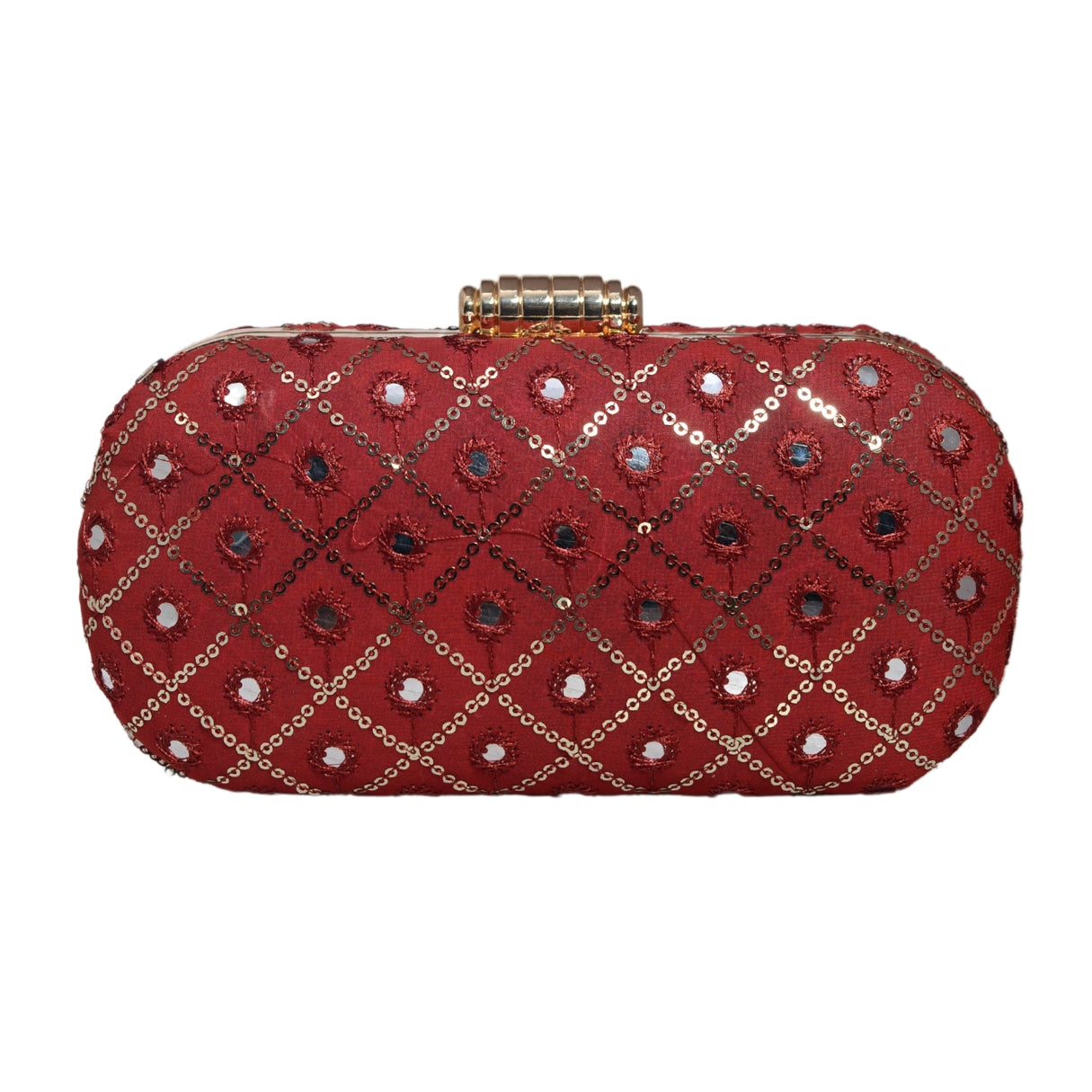 Red Sequins Checks Capsule Clutch