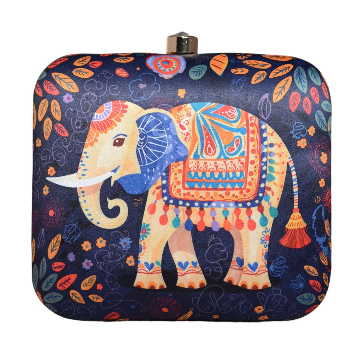 Black Elephant Printed Clutch