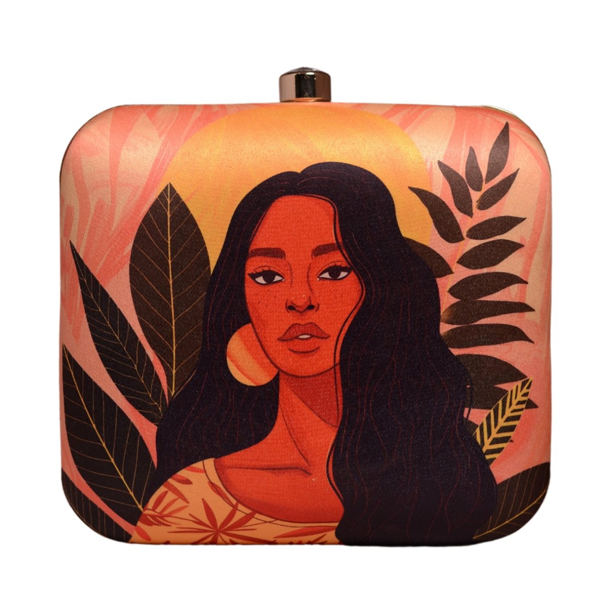 Afro Woman Portrait Printed Clutch