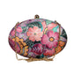 Pink Floral Printed Oval Clutch