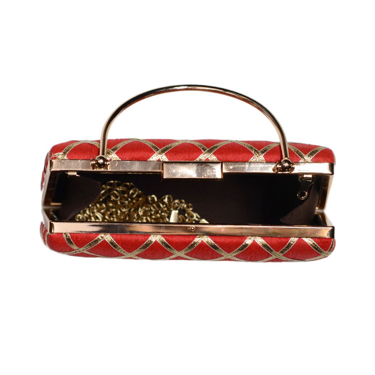 Bright Red Gota Patti Fabric Clutch