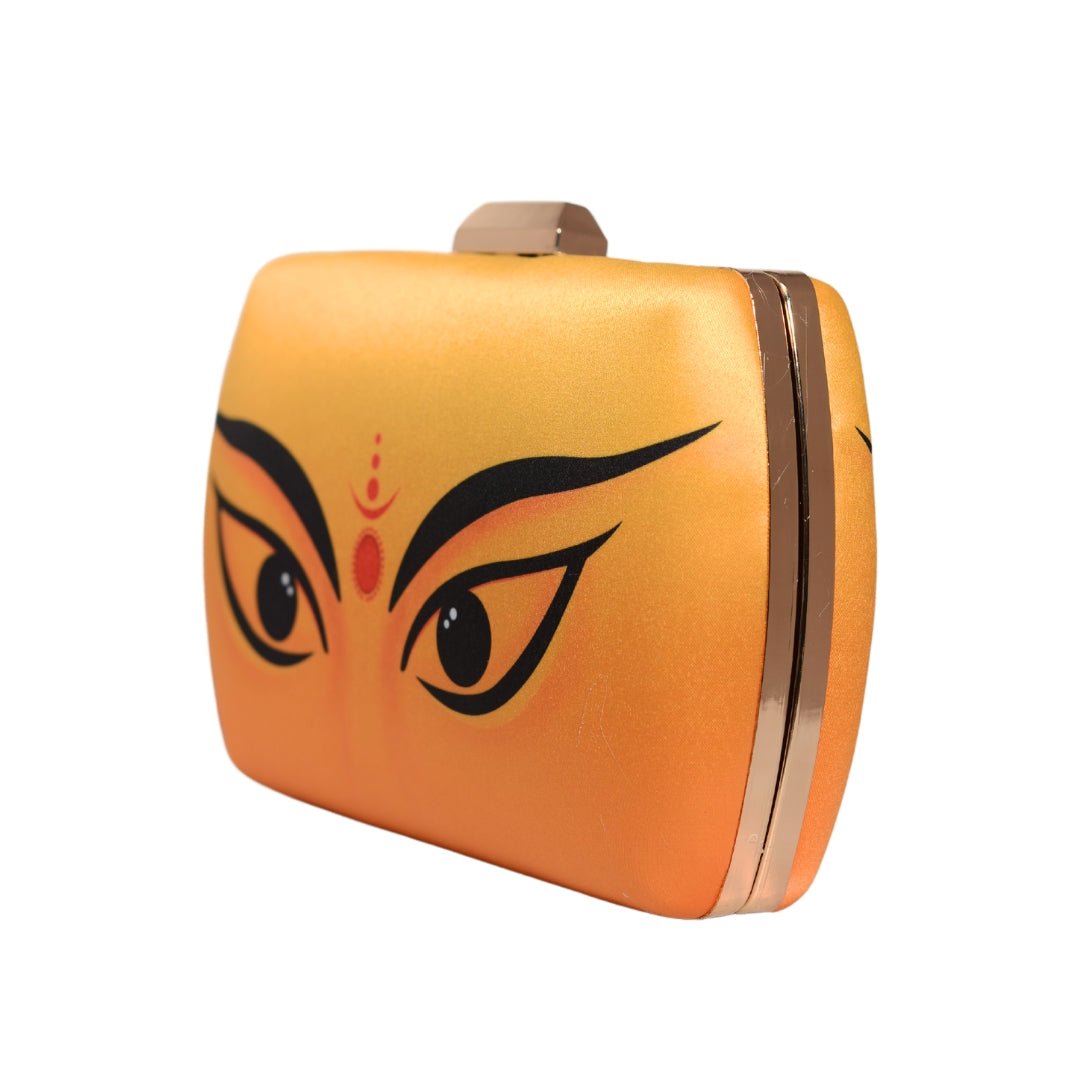 Artklim Durga Eyes Yellow Printed Clutch