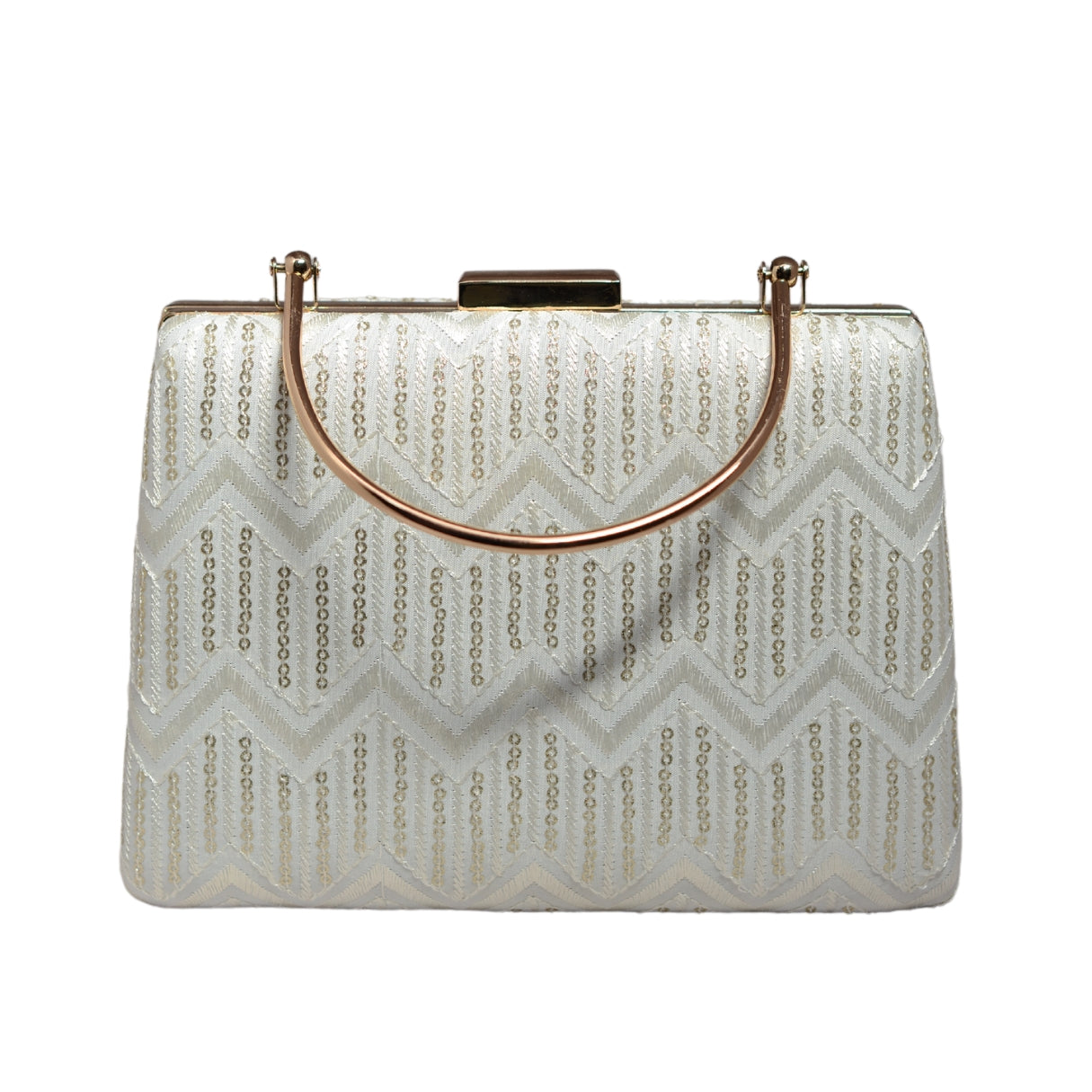 White Sequins Embroidery Party Clutch