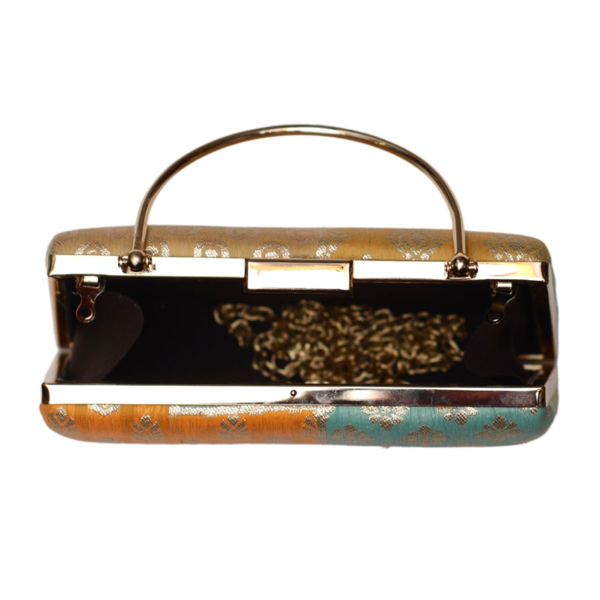 Yellow Multipattern Brocade Fabric Clutch