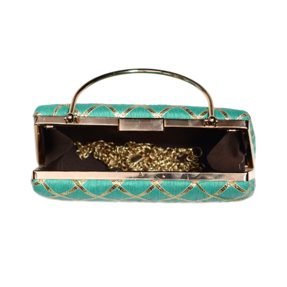 Turquoise Gota Patti Fabric Clutch