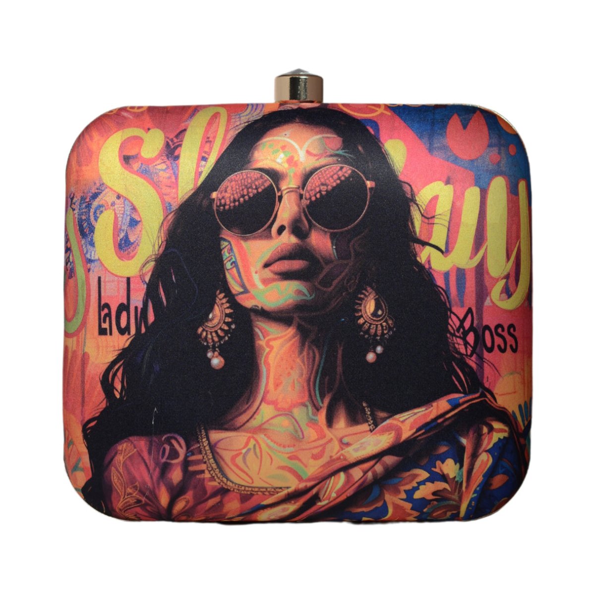 Sassy Woman Portrait Printed Clutch