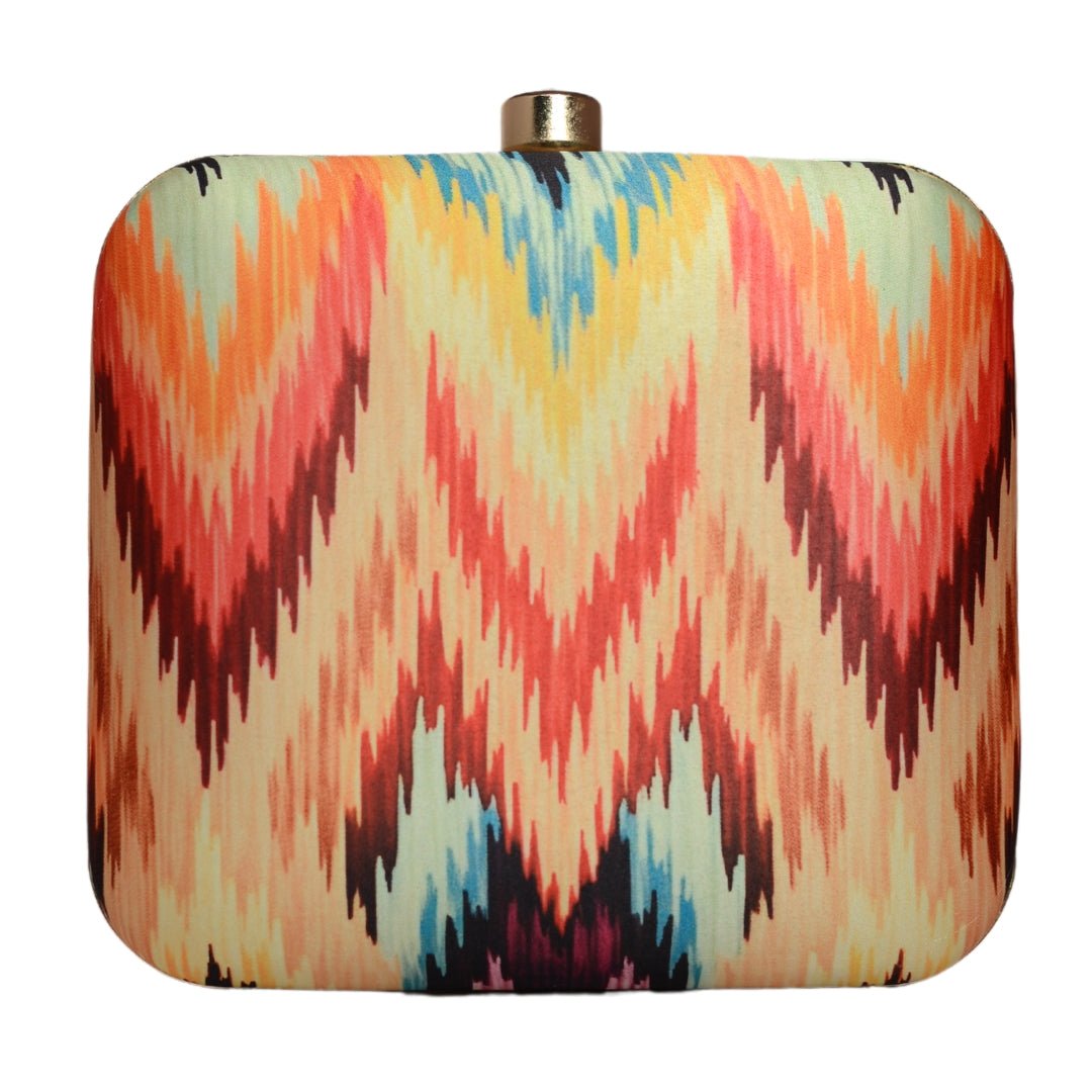 Multicoloured Ikkat Printed Clutch
