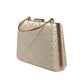 White And Peach Zigzag Embroidery Clutch