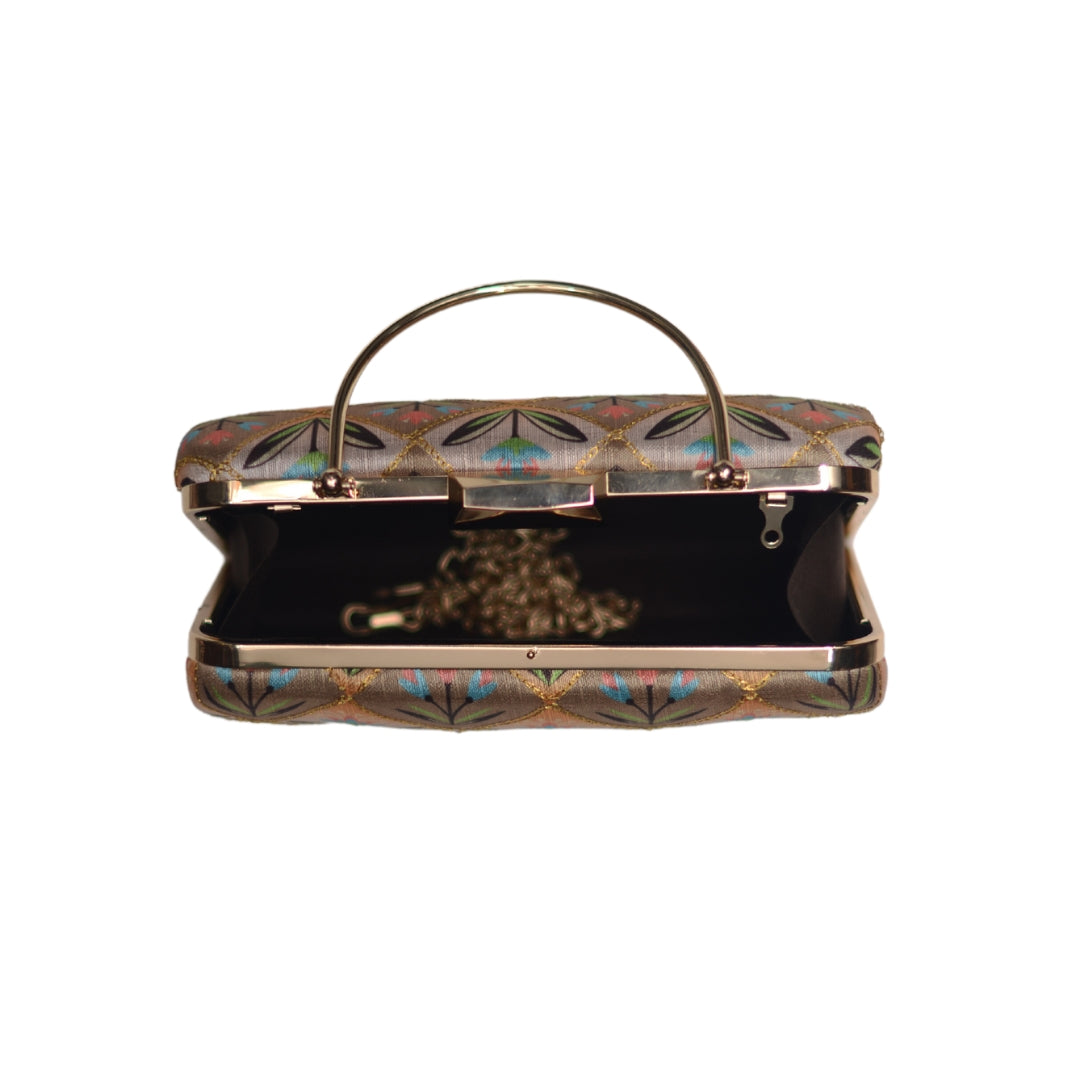 Artklim Golden Silk Brocade Party Clutch