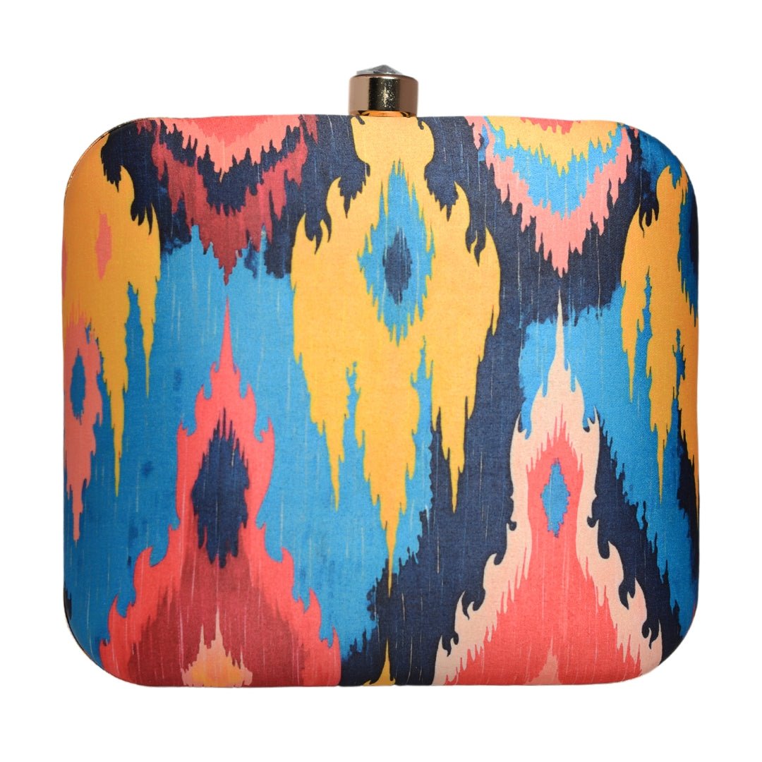 Multicoloured Ikkat Printed Clutch