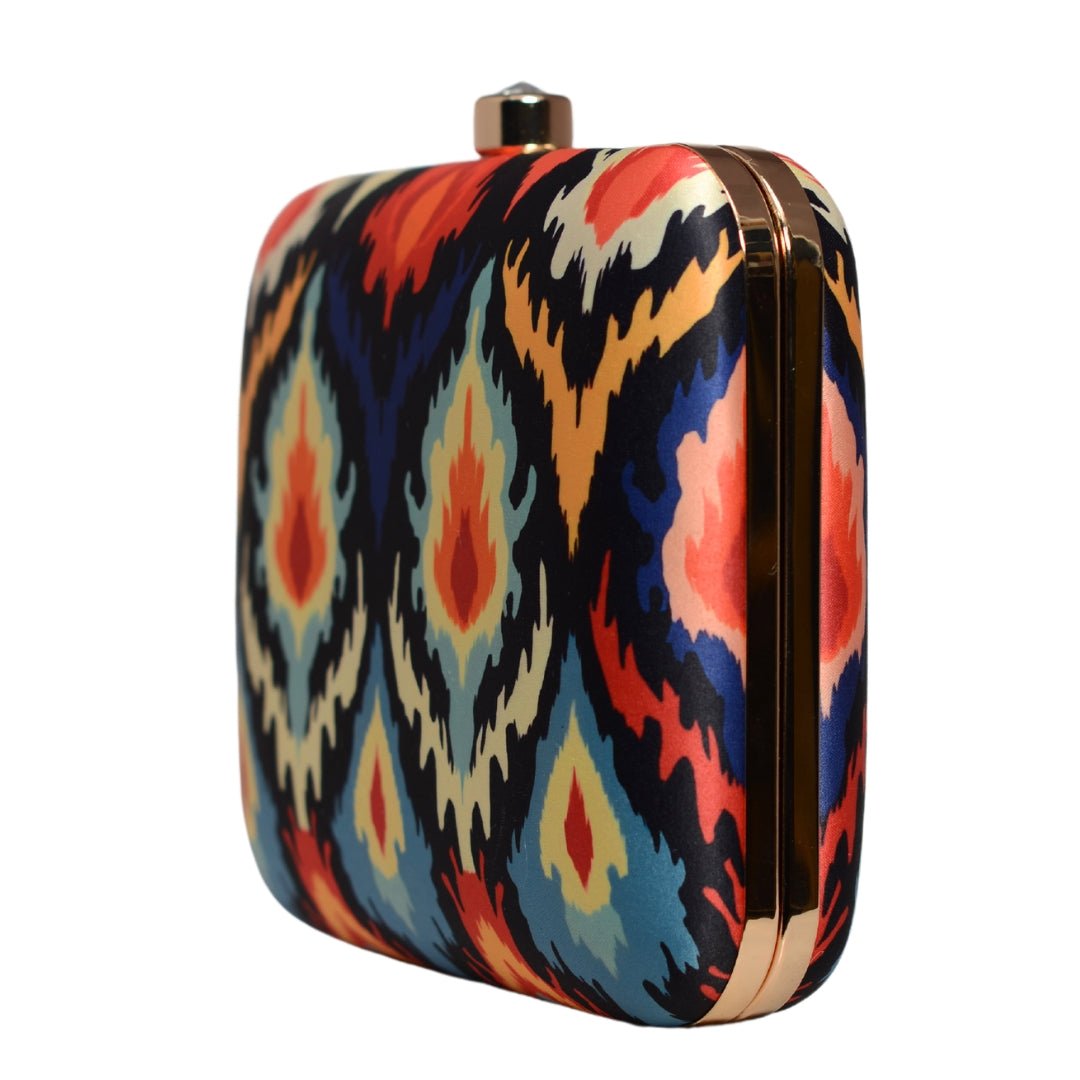 Multicoloured Ikkat Printed Clutch