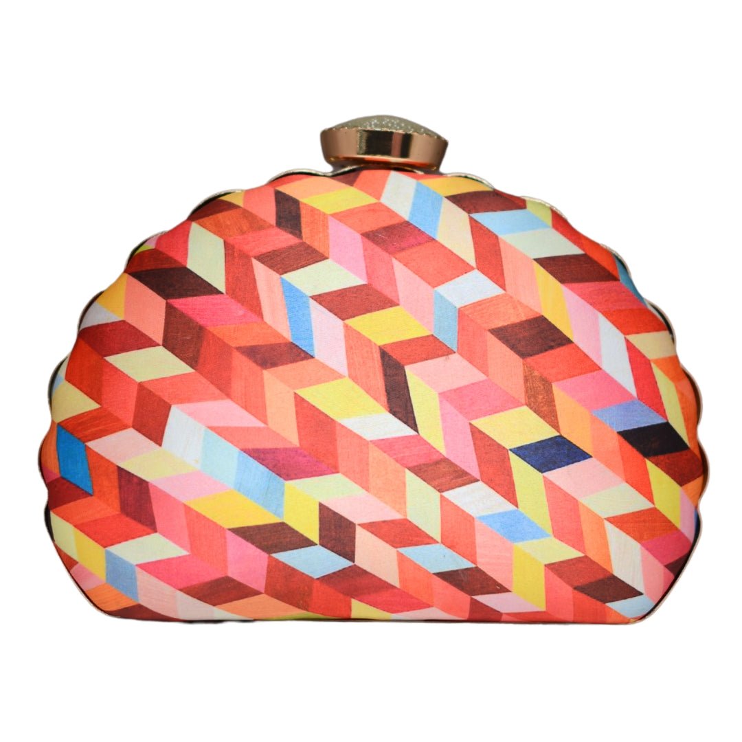 Artklim Multicoloured Geometrical Pattern Printed Clutch