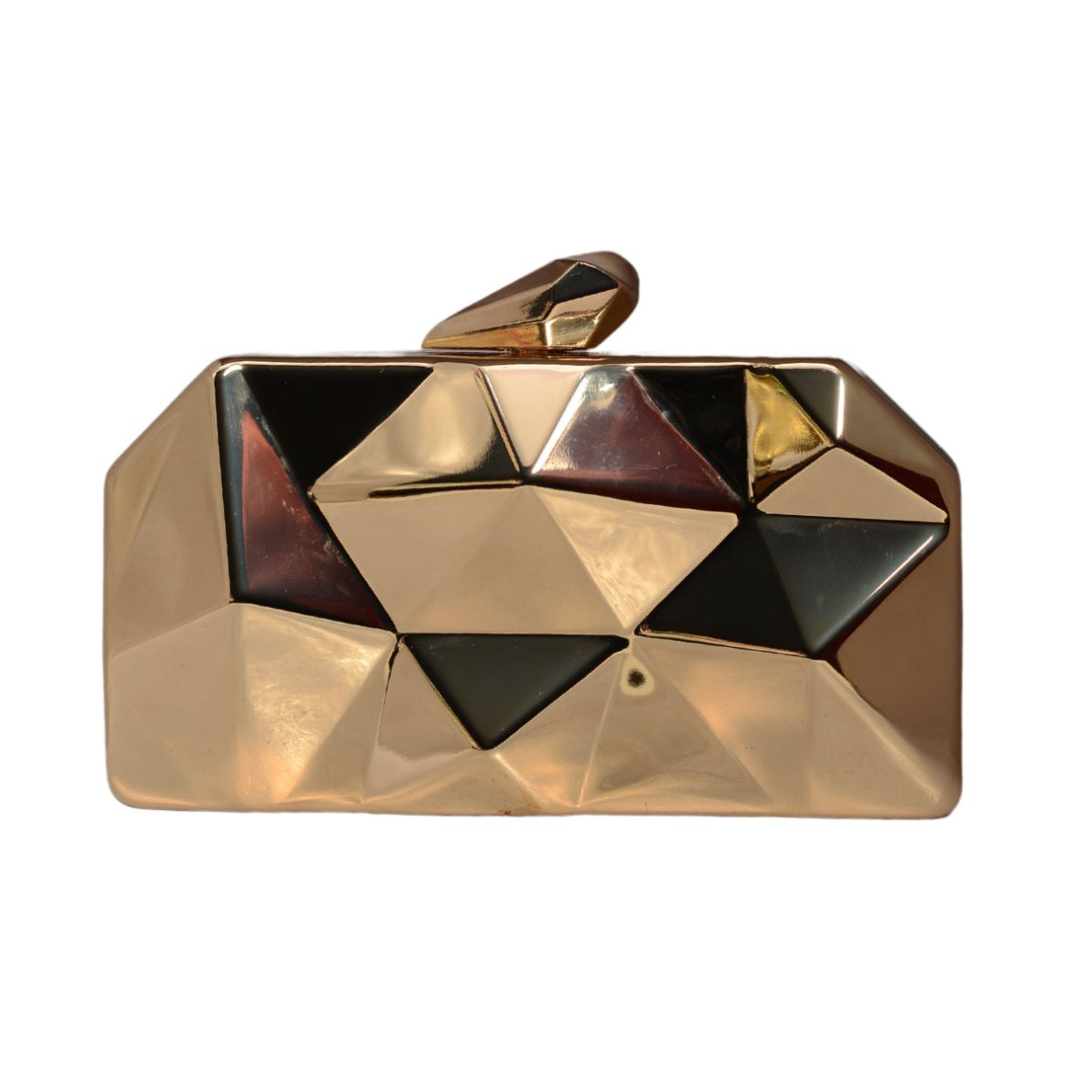 Metallic Gold Hexagon Metal Clutch