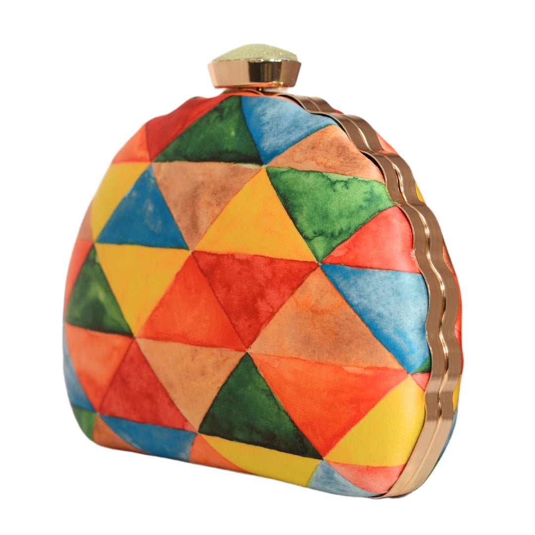 Artklim Multicoloured Geometrical Pattern Printed Clutch