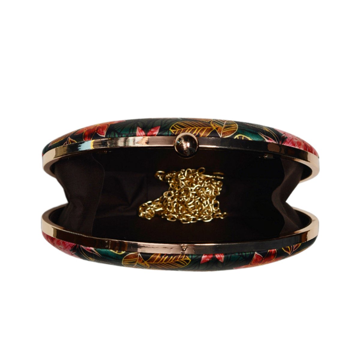 Pink Batik Floral Print Oval Clutch