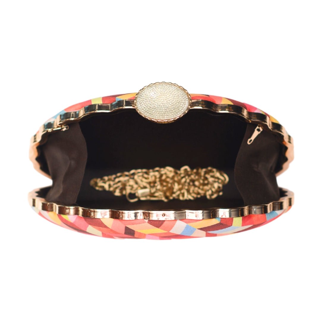 Artklim Multicoloured Geometrical Pattern Printed Clutch