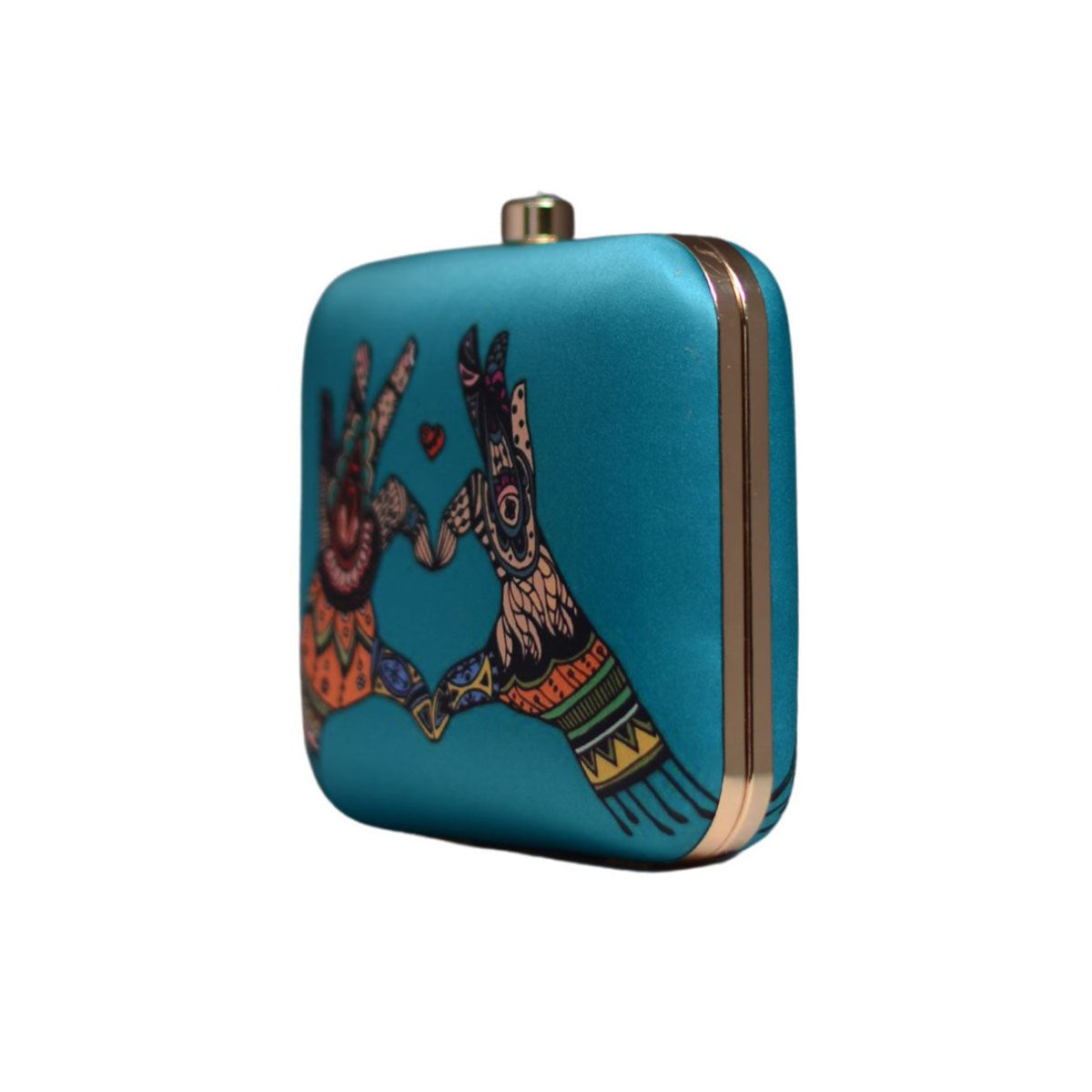 Artklim Blue Heart Printed Clutch