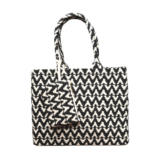 Black And White Zigzag Style Tote bag