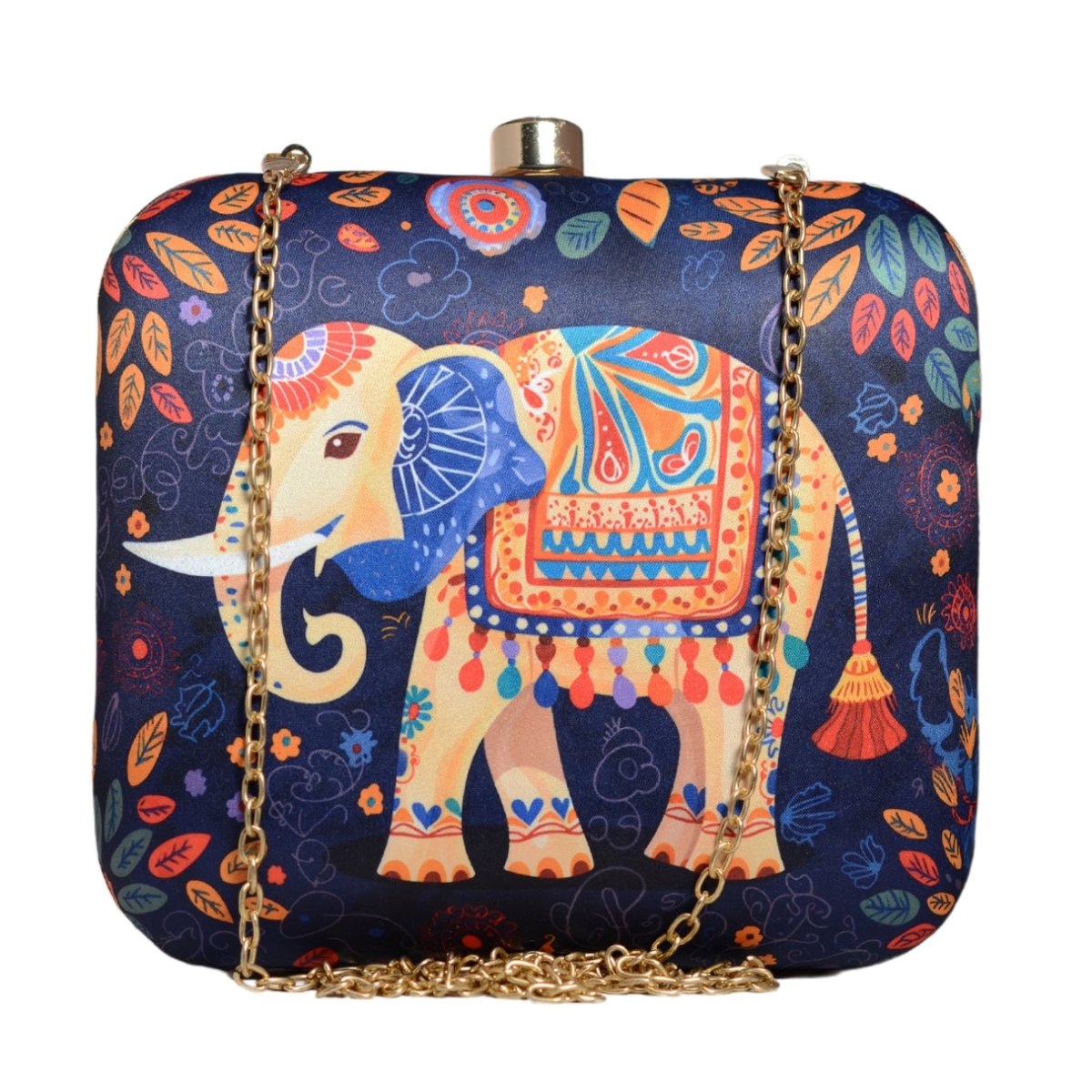 Black Elephant Printed Clutch
