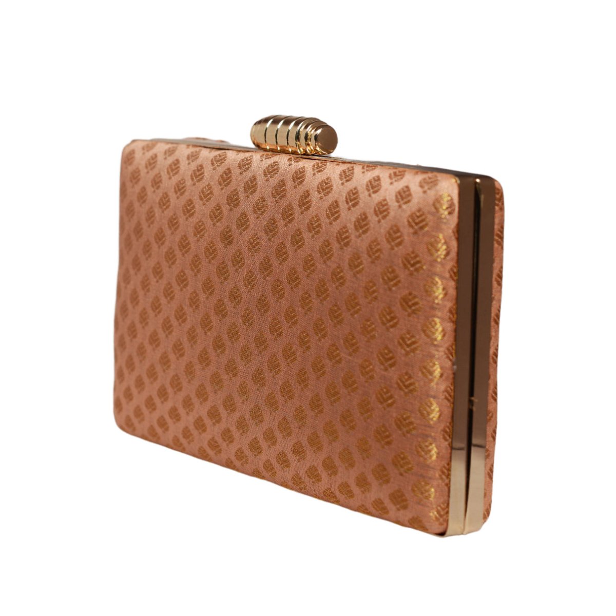 Orange Brocade Rectangle Fabric Clutch