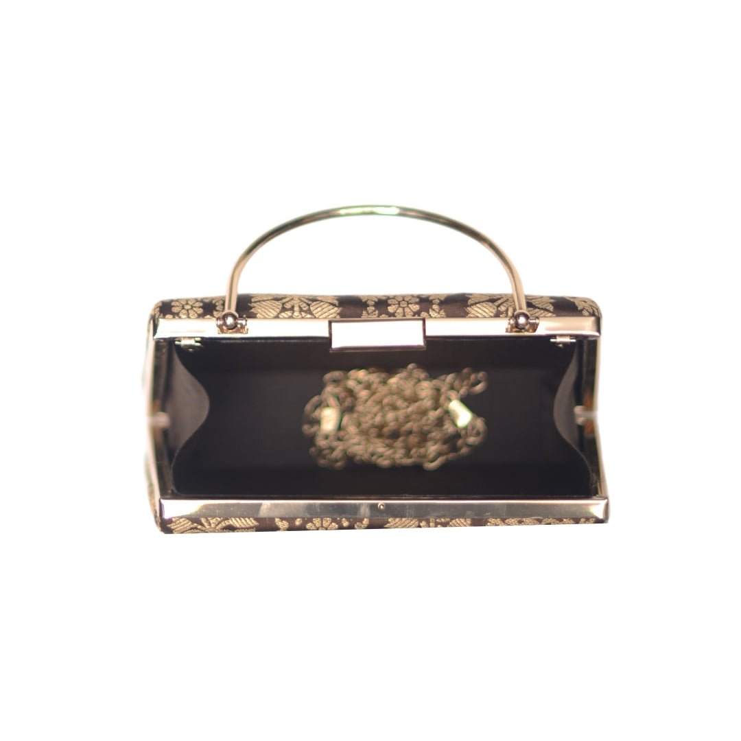 Artklim Brown And Golden Brocade Party Clutch