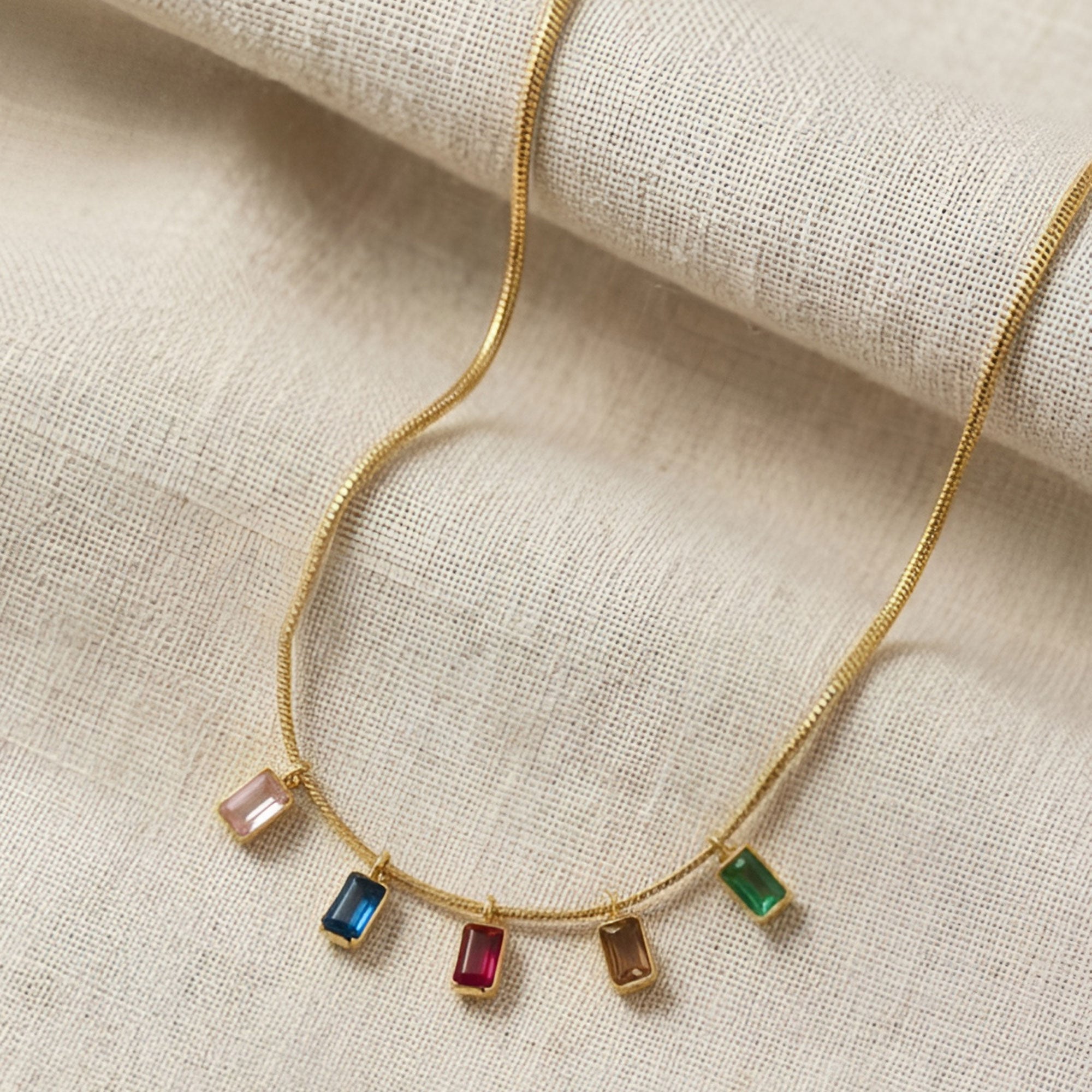 Artklim Gold Plated Gemstone Drop Gold Pendant Necklace