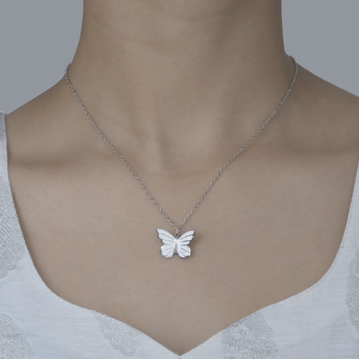 Artklim Silver Plated Butterfly Pendant Necklace