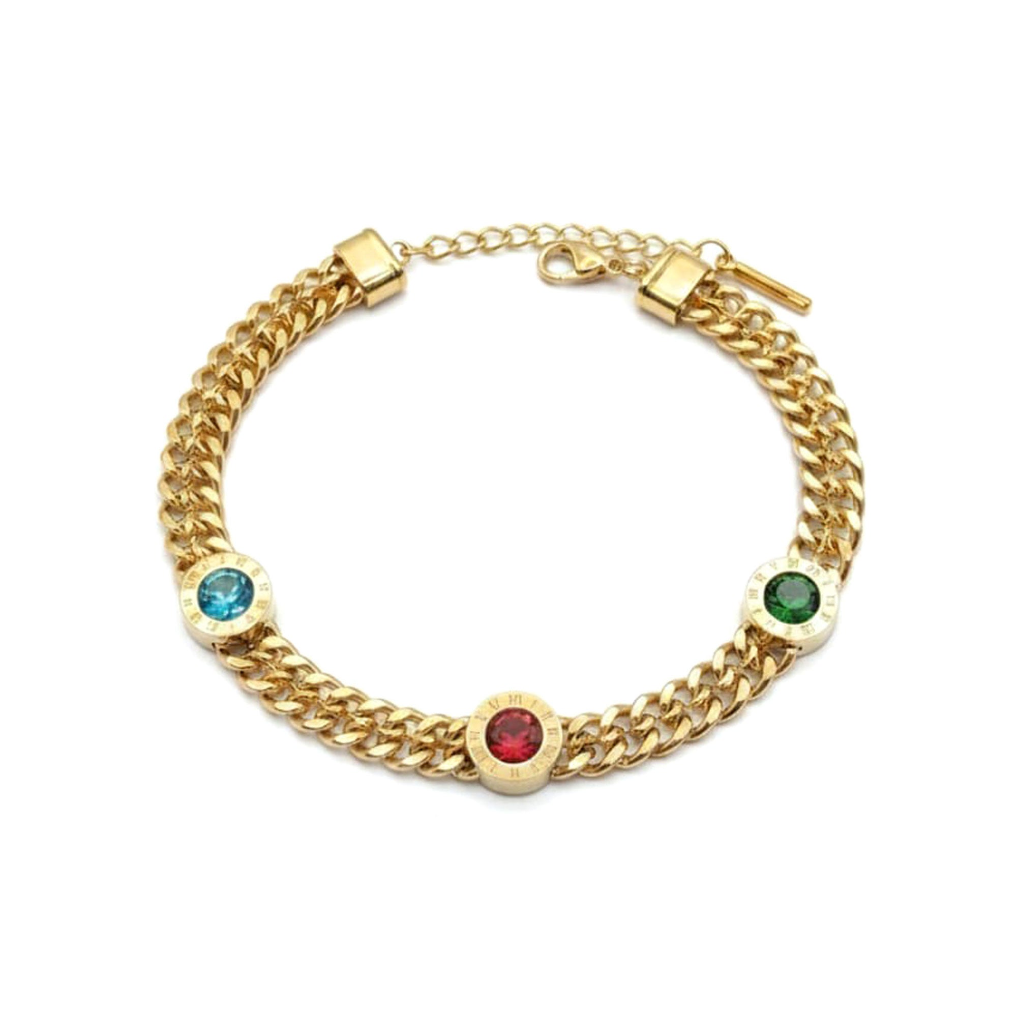 Artklim Gold Plated Multicolor Stone Bracelet