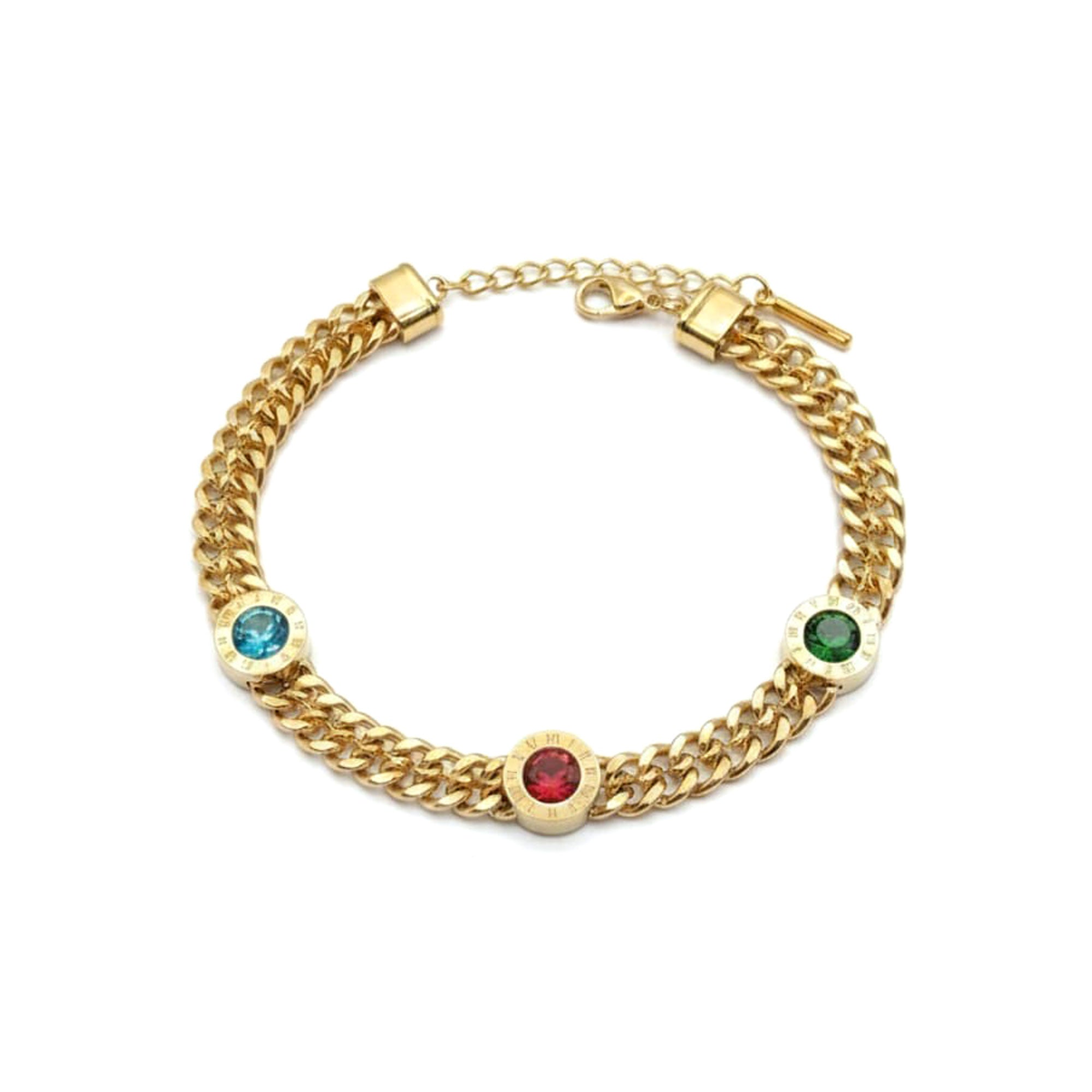 Artklim Gold Plated Multicolor Stone Bracelet