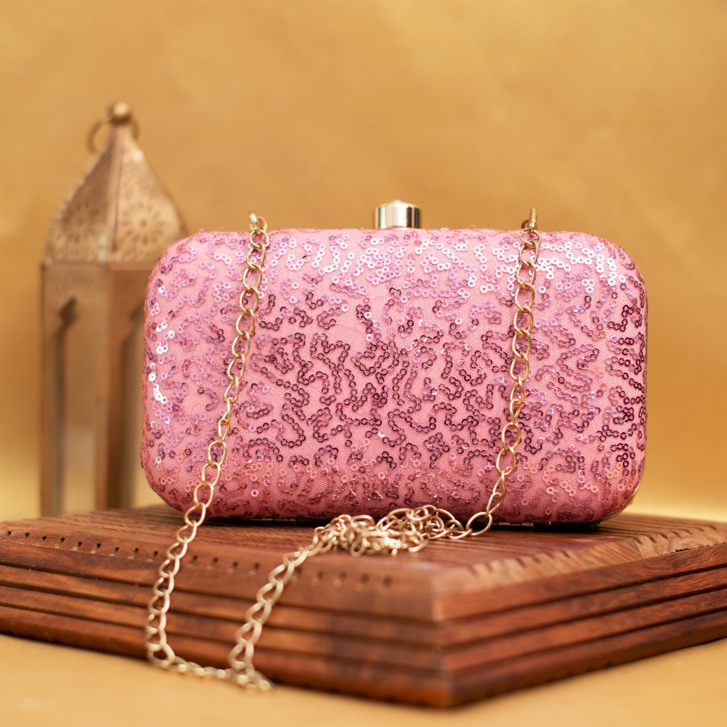 Artklim Pink Sequins Party Clutch