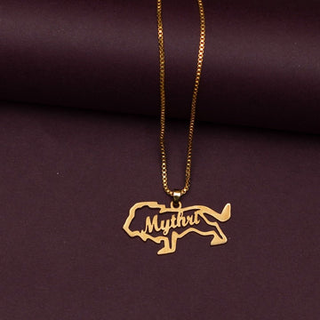 Lion Shaped Customized Pendant With Name
