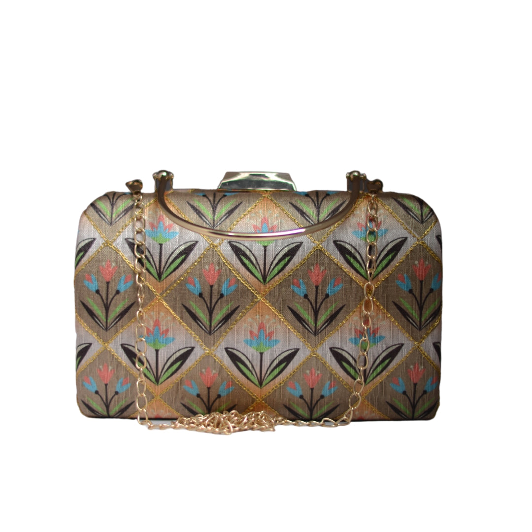 Artklim Golden Silk Brocade Party Clutch