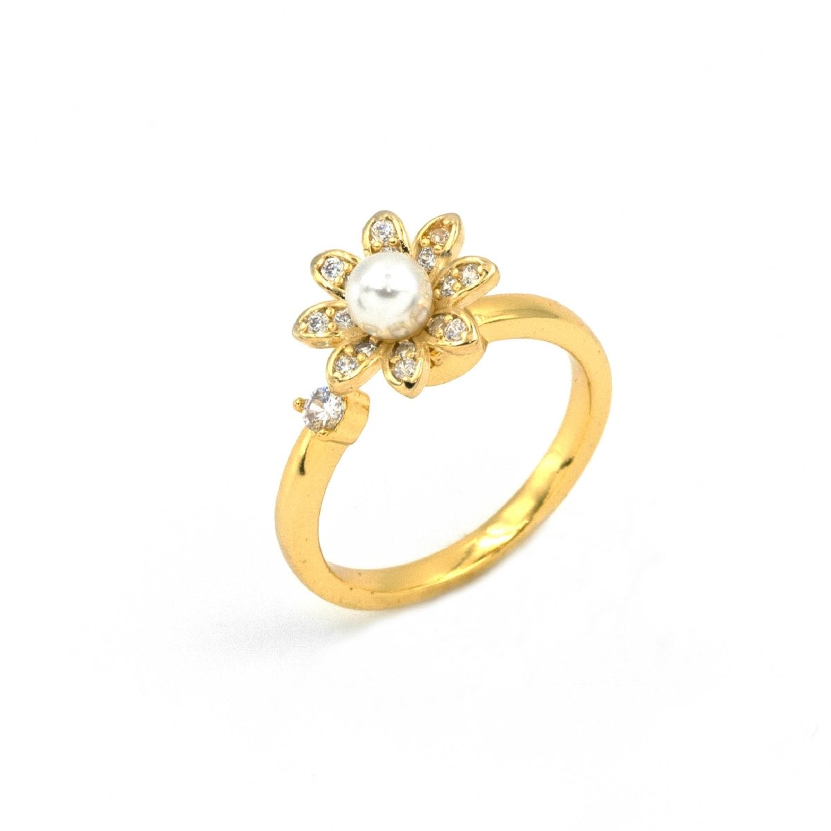 Artklim Gold Plated Elegant Flower Adjustable Ring