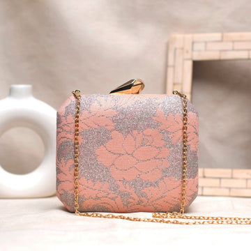 Pastel Orange Floral Pattern Clutch