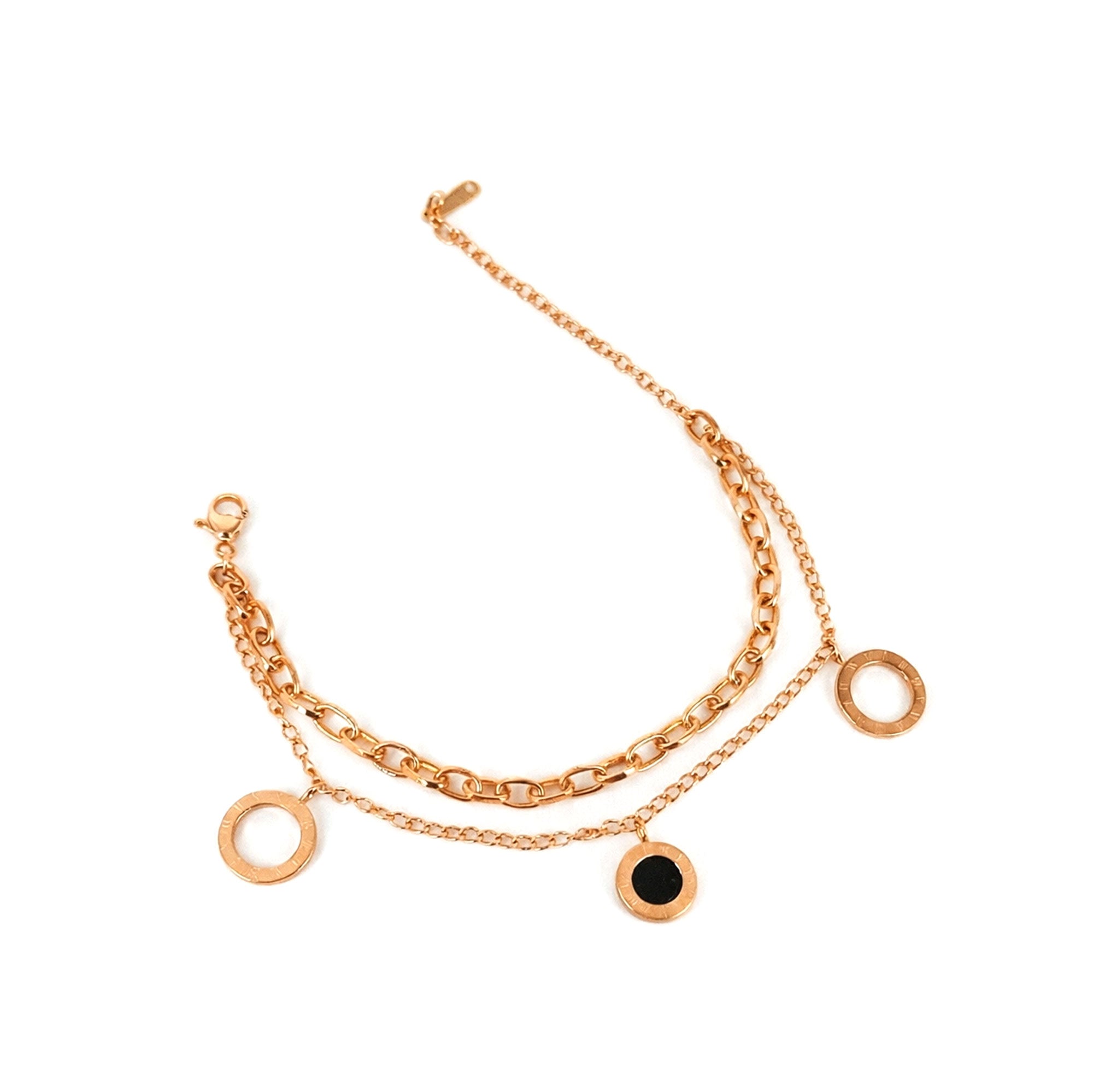 Artklim Gold Plated Motif Layered Charms Bracelet