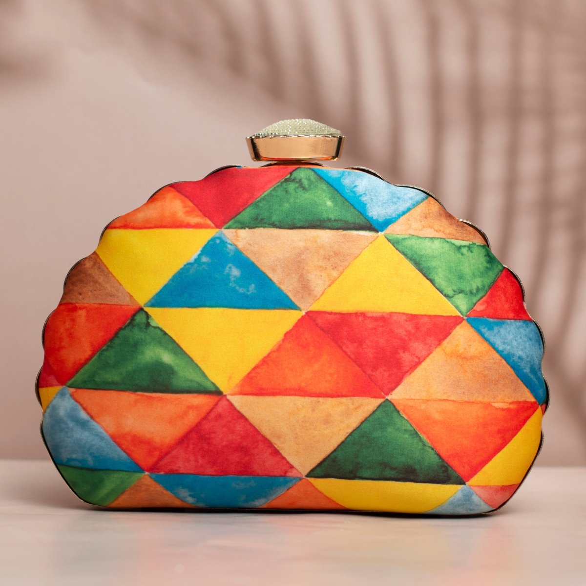 Artklim Multicoloured Geometrical Pattern Printed Clutch