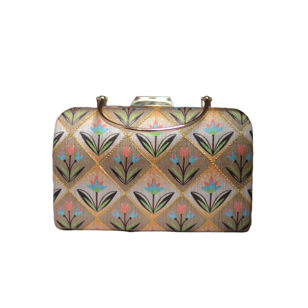 Artklim Golden Silk Brocade Party Clutch
