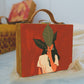 Girl With Leaves Printed Suitcase Style Clutch