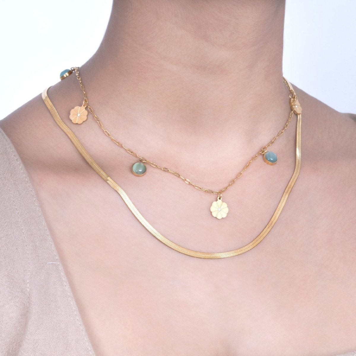 Artklim Gold Plated Golden Bloom Layered Necklace