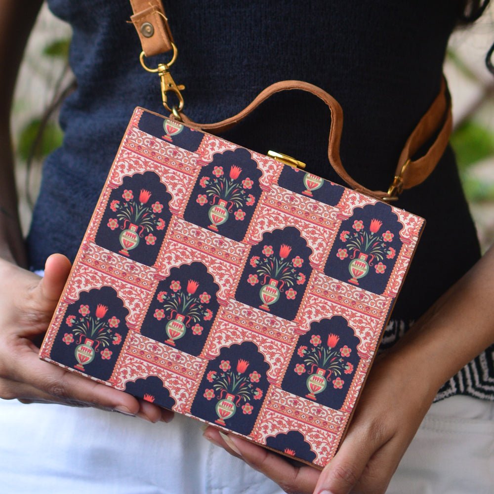 Artklim Mughal Motif Printed Suitcase Style Clutch