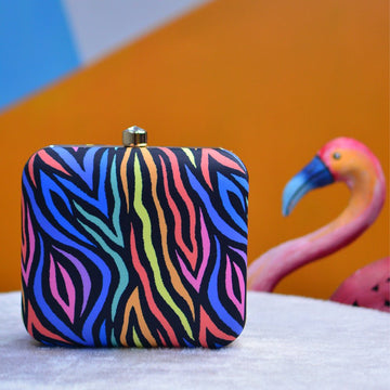 Artklim Multicolour Zebra Printed Clutch