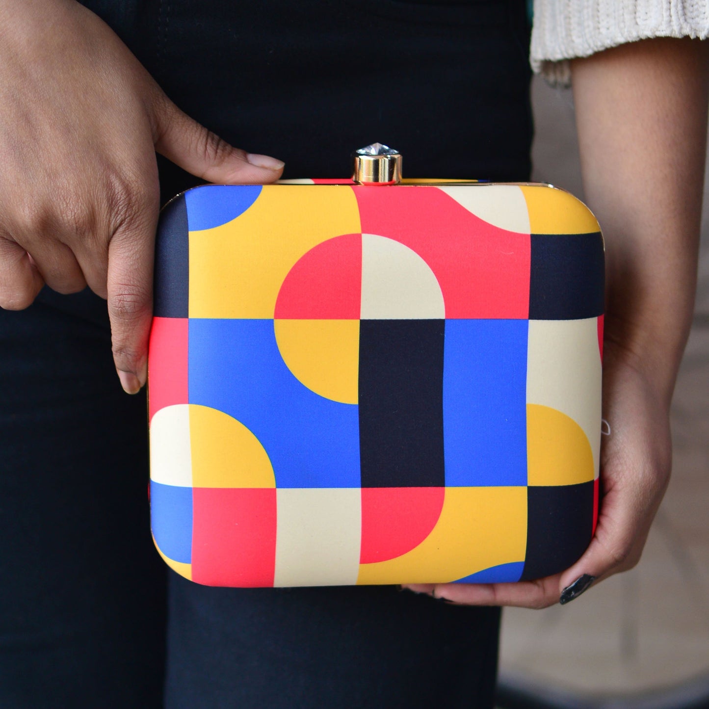 Artklim Geometric Printed Clutch
