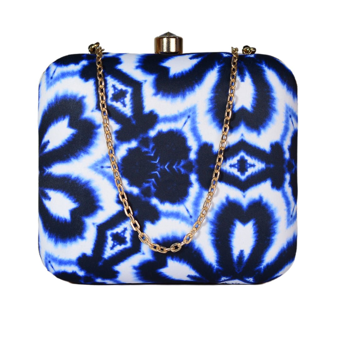 Royal Blue Printed Clutch