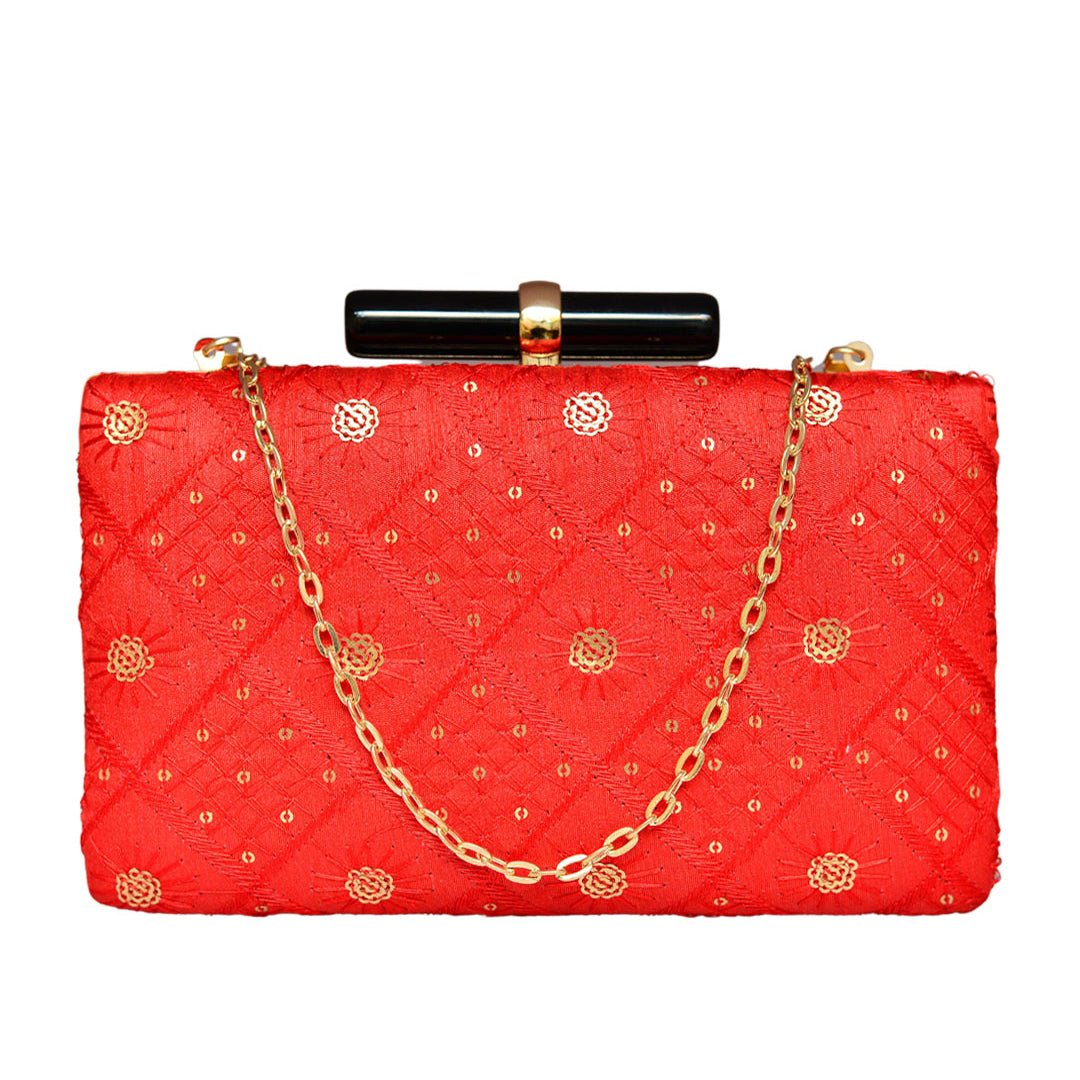 Red Seuence Embroidered Clutch
