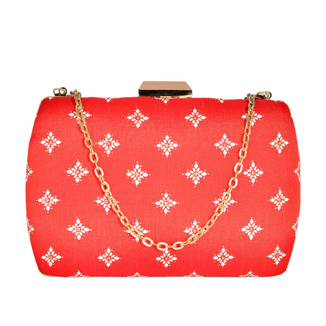 Red Colour Pattern Clutch