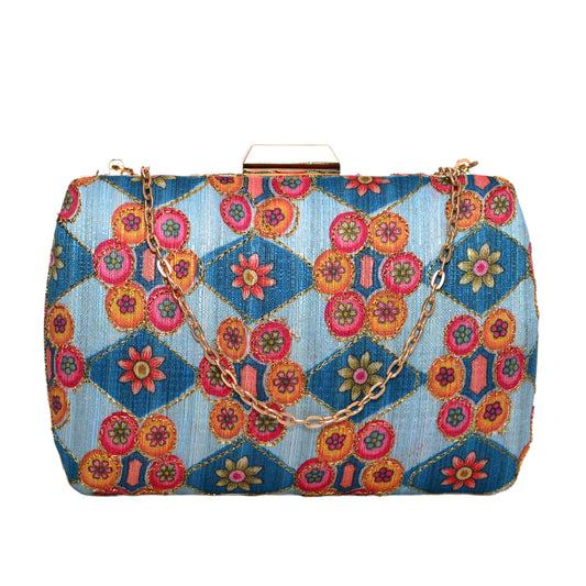 Red And Blue Embroidery Clutch
