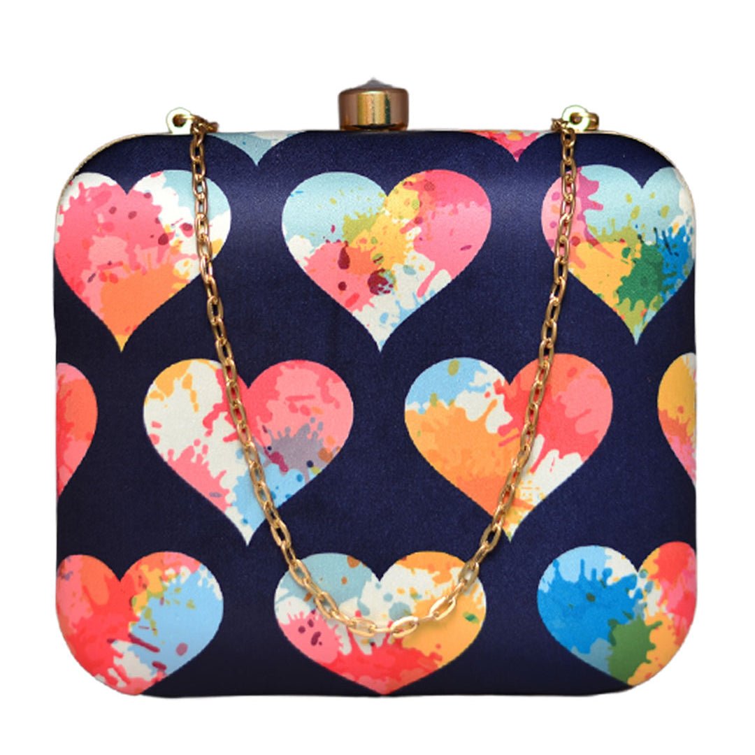Artklim Colorful Heart Printed Clutch