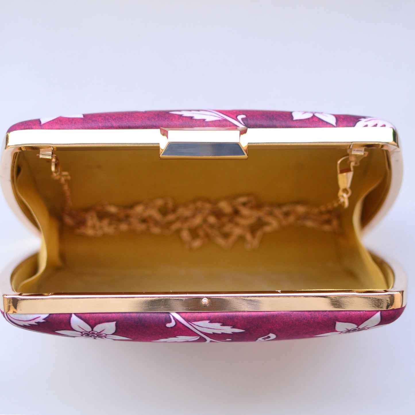 Artklim Pink and White Floral Printed Clutch