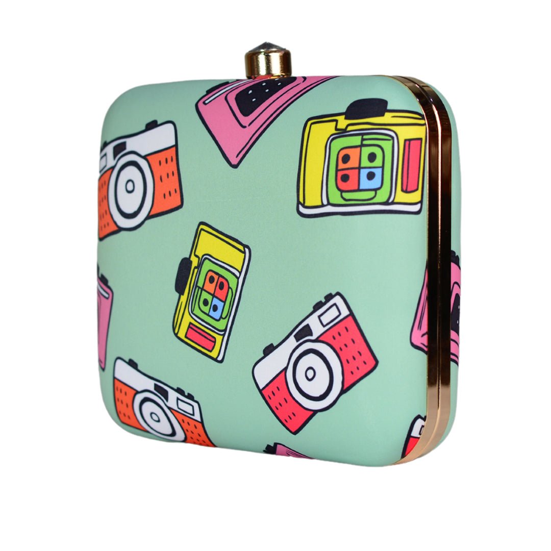 Funky Camera Printed Clutch